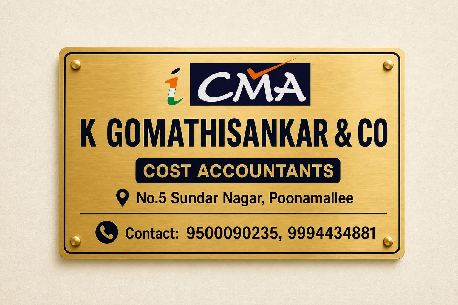 Office Brass Nameplate